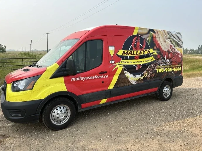 Malley's Seafood retail delivery truck and van