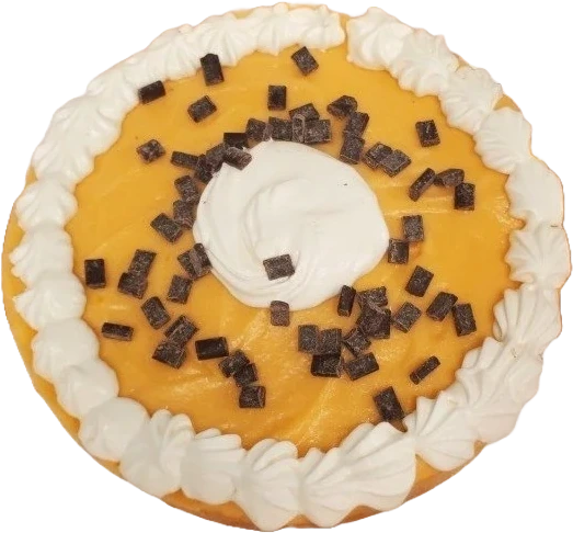 Creamsicle Ice cream cake  topped with chocolate chips