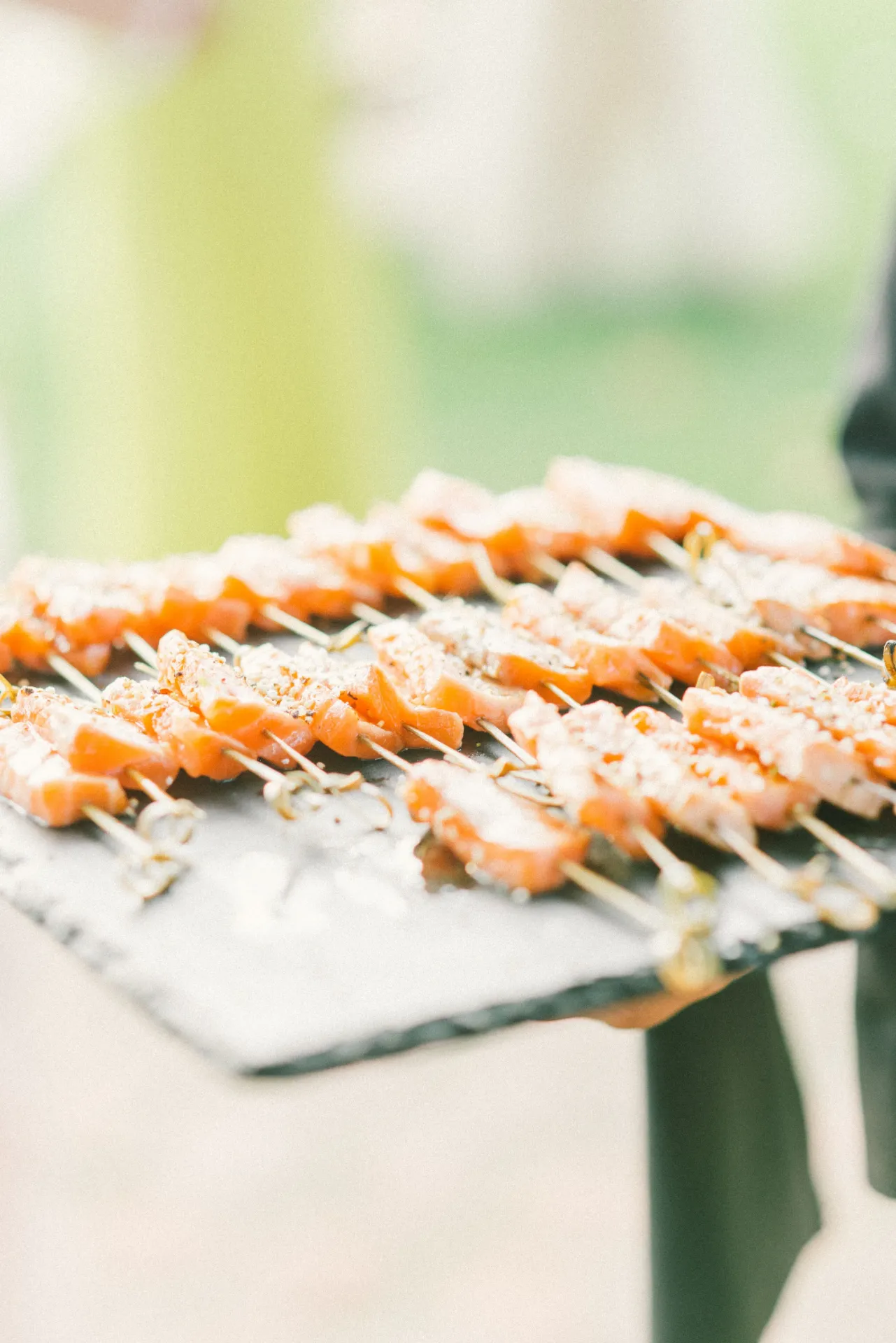 [SQ8885428] Halibut and Salmon Skewers with  mandarin and ginger sauce